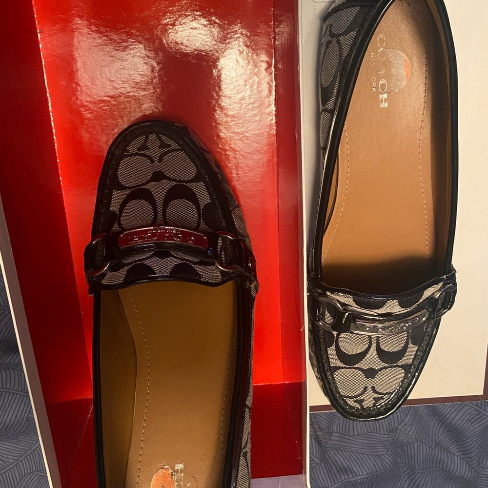 Coach Black Monogramed Jillian Loafers